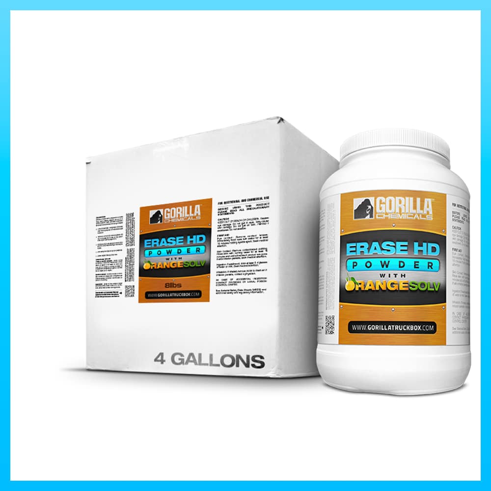 Gorilla Truckbox - Gorilla Erase HD Powder with OrangeSolv - High Alkaline Pre-Spray, Case (4 Each 8lb Pails)