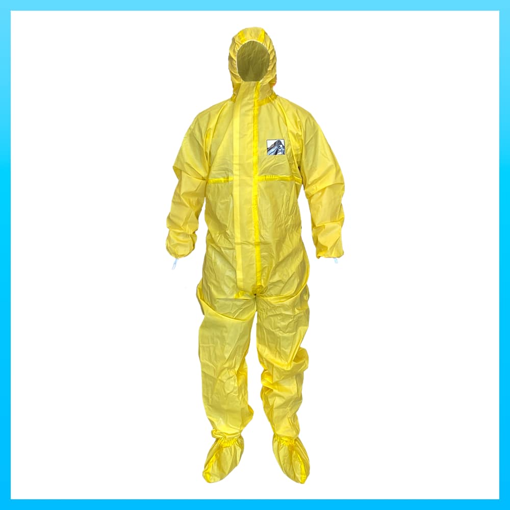Gorilla Protective Coveralls Type 3B Coated Medium, Yellow, 70gsm PP+Pe, Cn 4016 with Hood and Boots