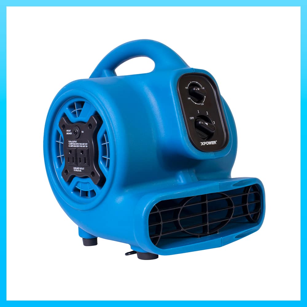 X-Power Mini Airmover, 3 Speed, GFCI, w/Timer - Blue