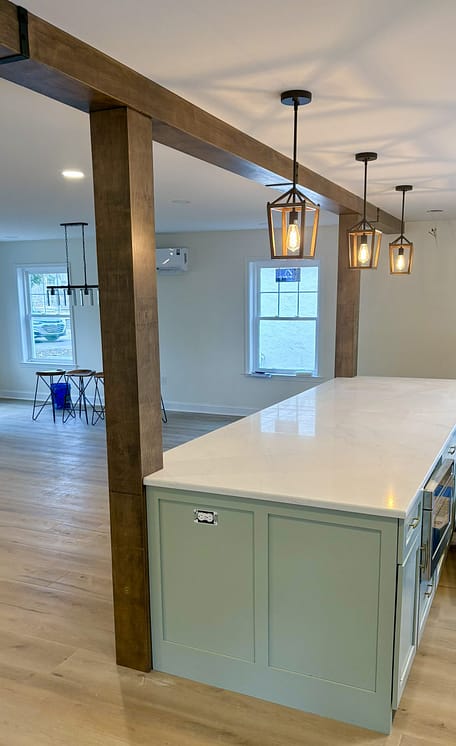faux beam construction, finished